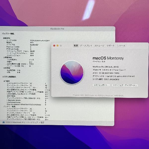 MacBook Pro 16インチ 2019 2.6GHz Core i7 16GB 512GB A2141-下部