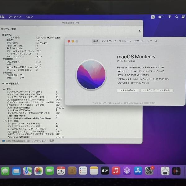 MacBook Pro Retina 13インチ Early 2015 2.7GHz Core i5 8GB 128GB A1502-下部